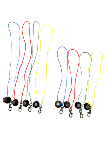 Dual Set - 2FT and 3FT Golf Simulator Tees - Durable Silicone Sim Tees with Bungee Cord and Swivel Clip