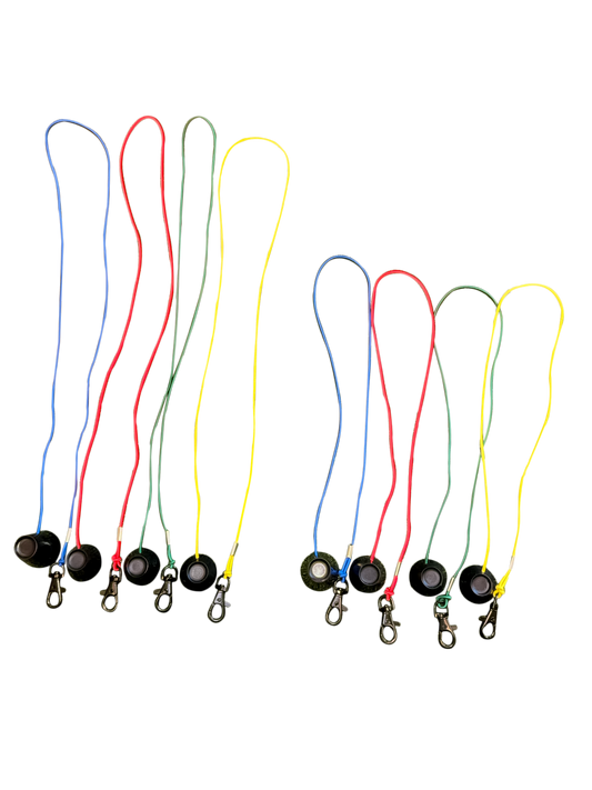 Dual Set - 2FT and 3FT Golf Simulator Tees - Durable Silicone Sim Tees with Bungee Cord and Swivel Clip