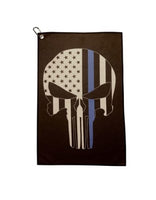 Thin Blue Line Punisher Police Golf Towels - Flag Golf Towel Gift with Bag Clip