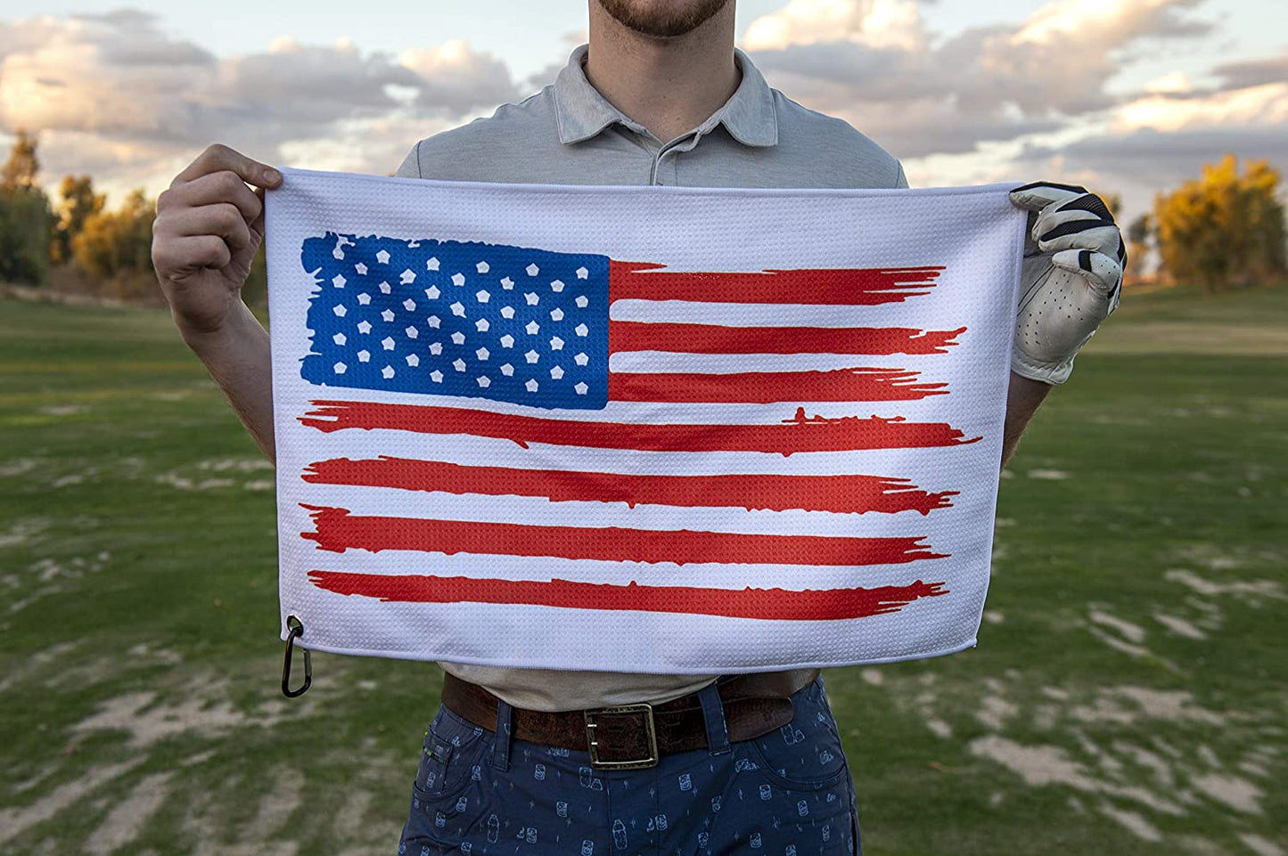 USA Golf Towel - American Flag with clip