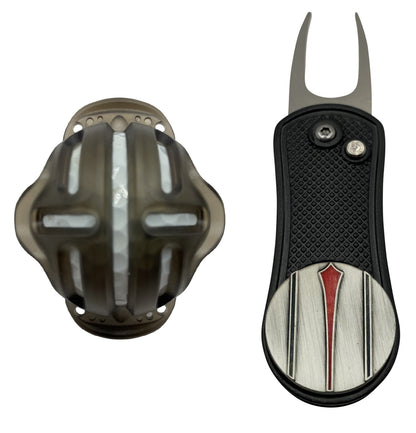 Golf Ball Marker with Putt Alignment Tool - Divot Tool and Stencil