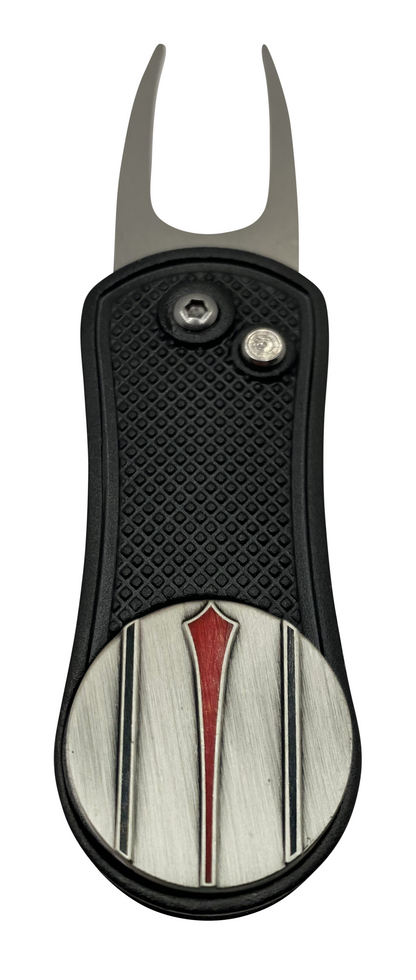 Golf Ball Marker with Putt Alignment Tool - Divot Tool switchblade