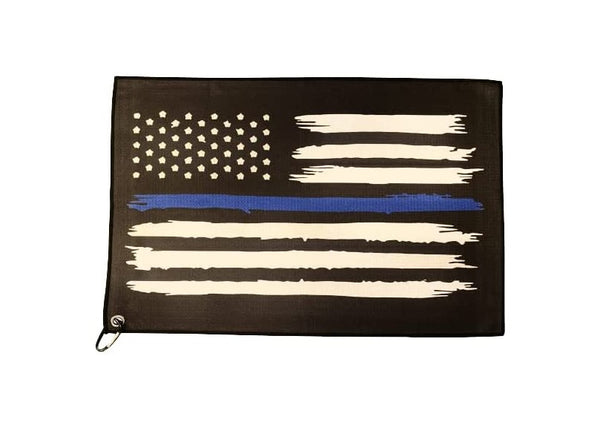 Microfiber Golf Towels - Police Thin Blue Line Golf Towel with Carabiner Clip - Cool Gift Idea