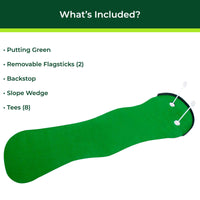 XL Indoor Golf Putting Green - 10.5ft x 3ft - Professional Putting Mat with Backstop, Adjustable Slope and Removable Putting Green Flag and Cup - 2 Regulation Sized Holes